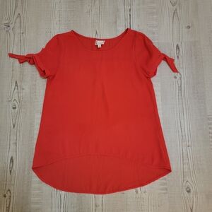 Meraki Coral Blouse with Tie Sleeves